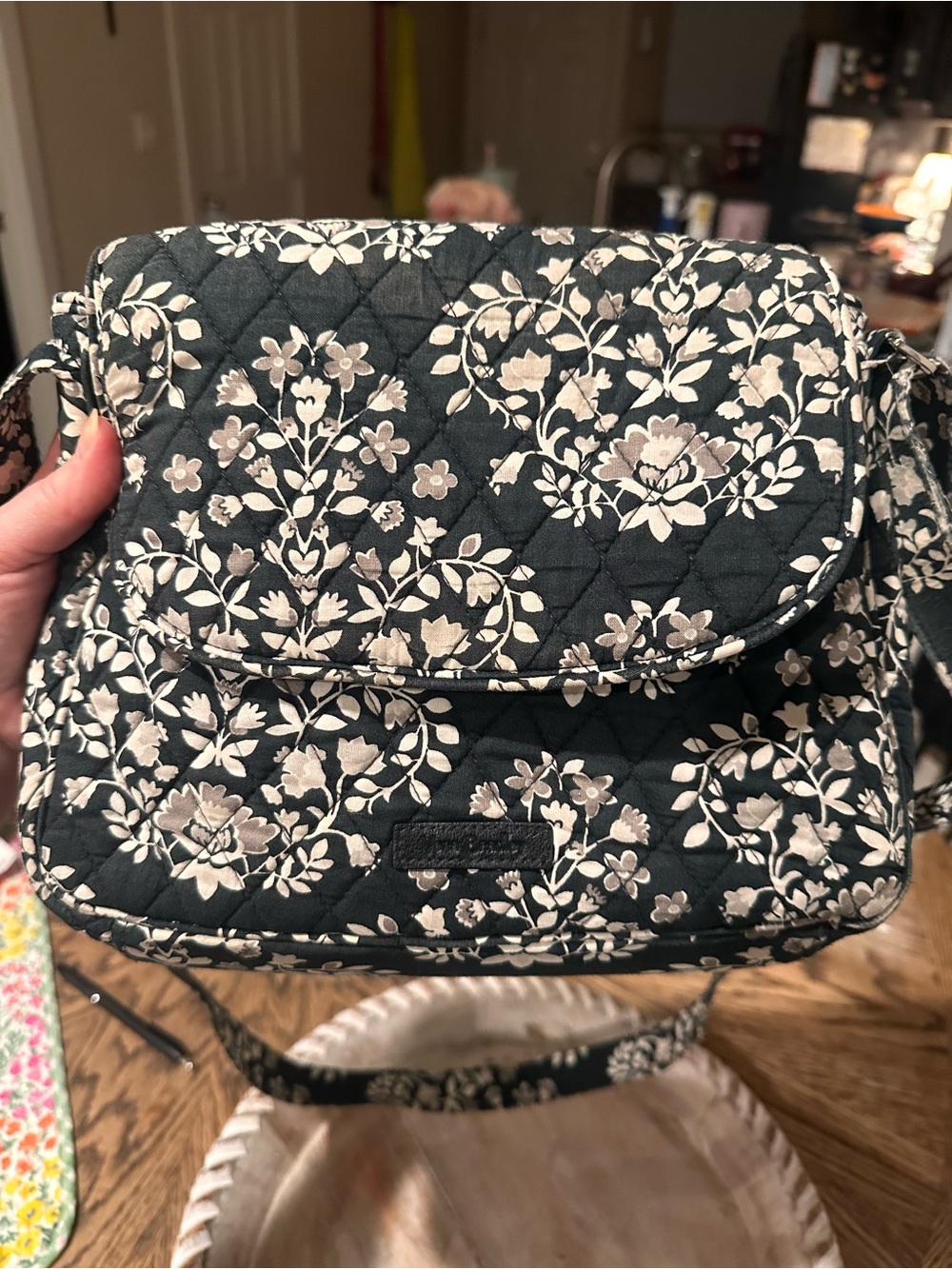 Vera Bradley Black/ Grey Chandelier Noir Crossbody Bag
